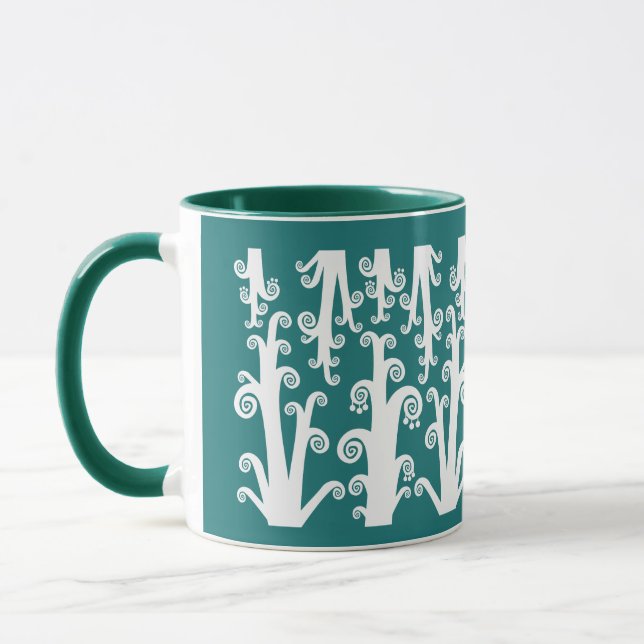 Twirly Stalks - Hunter Green Mug (Left)