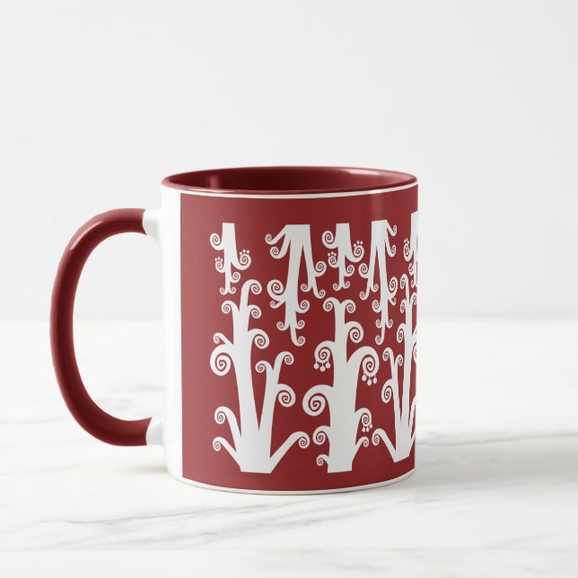Twirly Stalks - Maroon Mug (Left)
