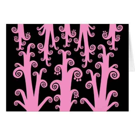 Twirly Stalks - Pink on Black (Front Horizontal)
