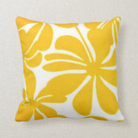 Twirly Yellow Floral Throw Pillow