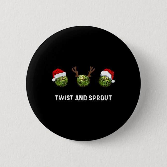 Twist And Sprout Christmas Dad Gift Brussel Sprout Button (Front)