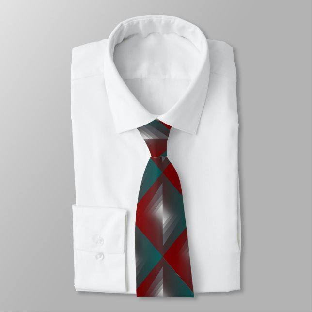 Twist of gray on teal burgundy neck tie (Tied)