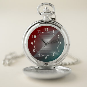 Twist of gray on teal burgundy pocket watch