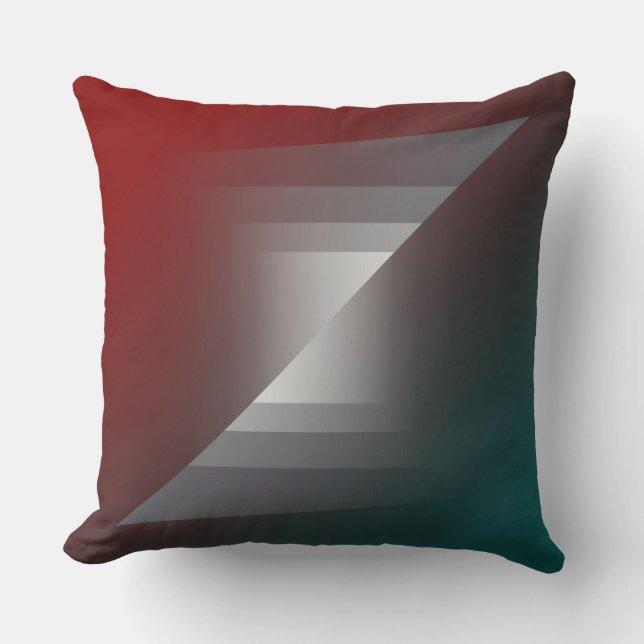 Twist of gray on teal burgundy throw pillow (Front)