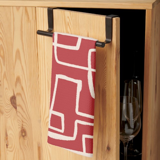 Twist & Turn Red White Kitchen Towel (Thirds Fold)