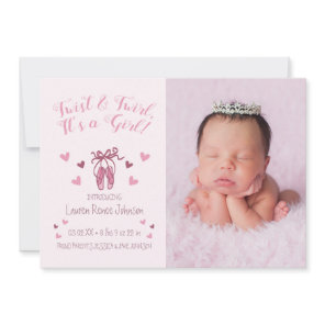 Twist & Twirl, It's a Girl Birth Announcements