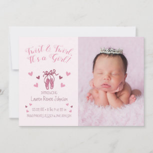 Twist & Twirl, It's a Girl Birth Announcements