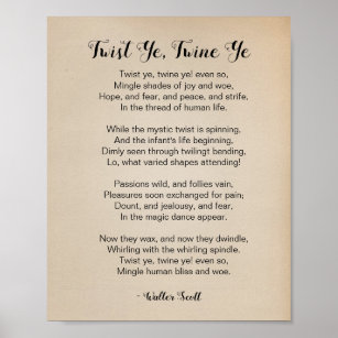 Twist Ye Twine Ye Poem by Walter Scott Vintage Poster