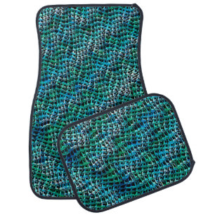 Twisted and wavy burlap sack mesh, cyanish green  car floor mat