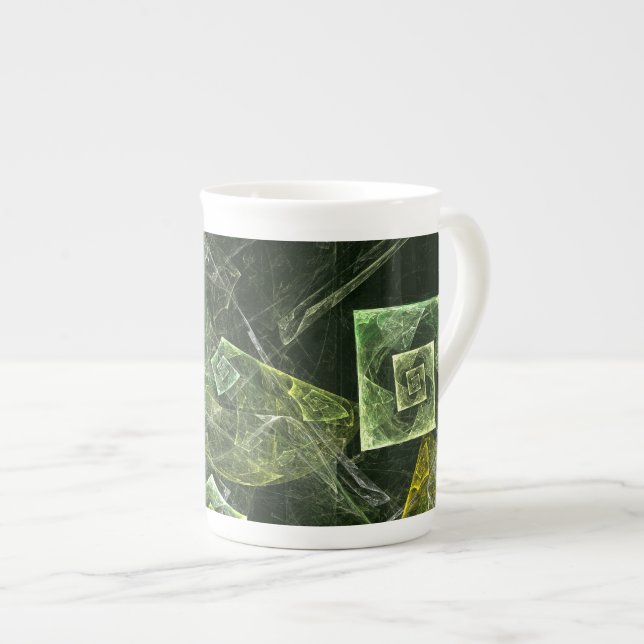 Twisted Balance Fractal Geometry Light Abstract Bone China Mug (Front Right)
