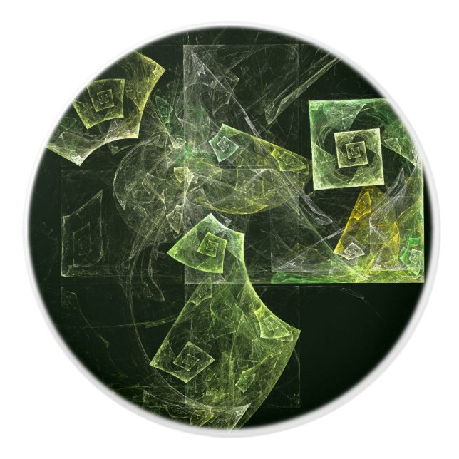 Twisted Balance Fractal Geometry Light Abstract Ceramic Knob (Front)