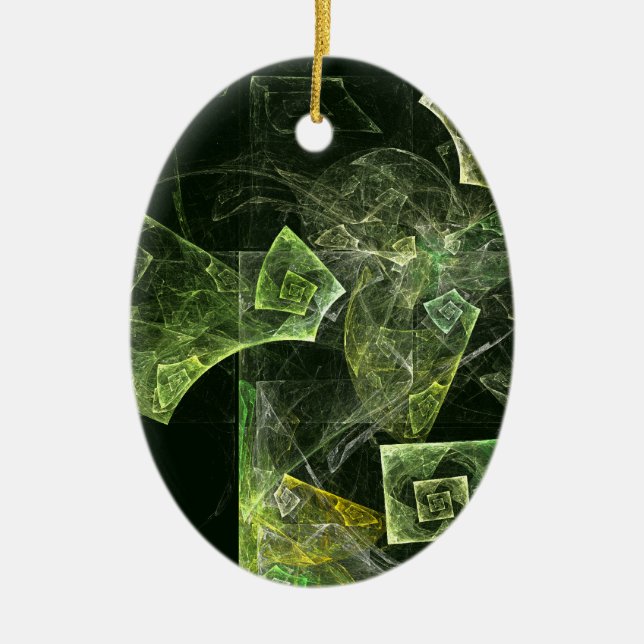 Twisted Balance Fractal Geometry Light Abstract Ceramic Ornament (Front)