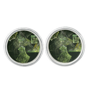 Twisted Balance Fractal Geometry Light Abstract Cufflinks