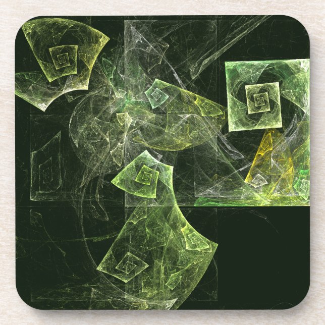 Twisted Balance Fractal Geometry Light Abstract Drink Coaster (Front)