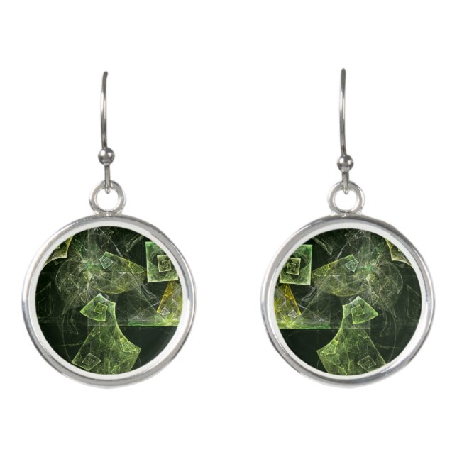 Twisted Balance Fractal Geometry Light Abstract Earrings (Front)