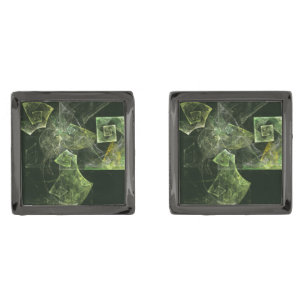 Twisted Balance Fractal Geometry Light Abstract Gunmetal Finish Cufflinks