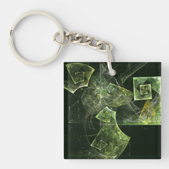 Twisted Balance Fractal Geometry Light Abstract Keychain (Front)