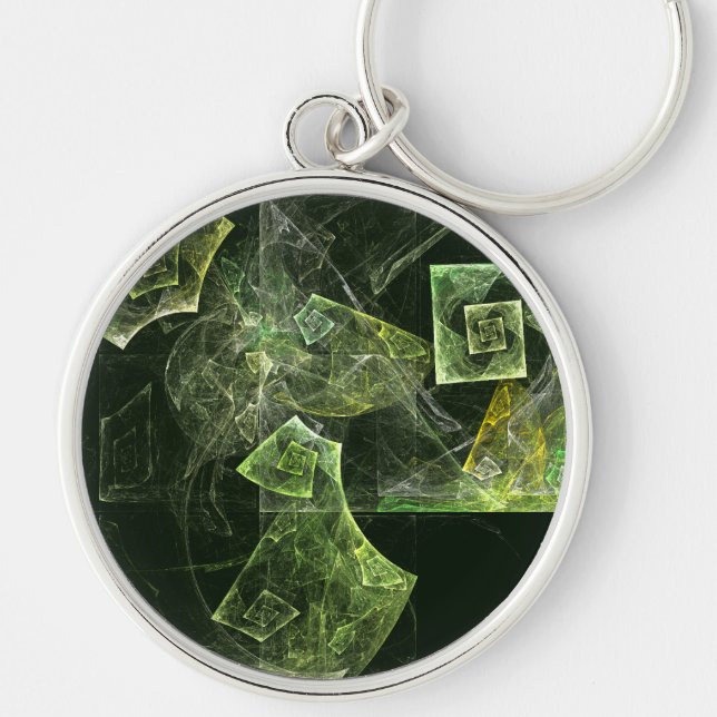 Twisted Balance Fractal Geometry Light Abstract Keychain (Front)