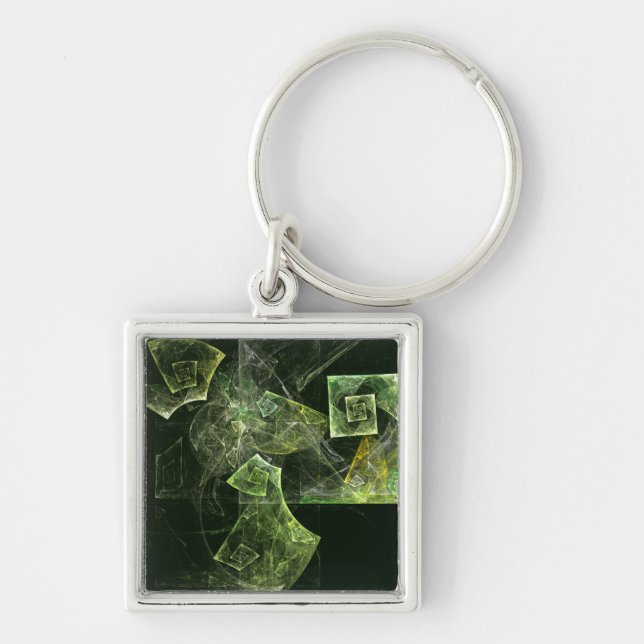 Twisted Balance Fractal Geometry Light Abstract Keychain (Front)