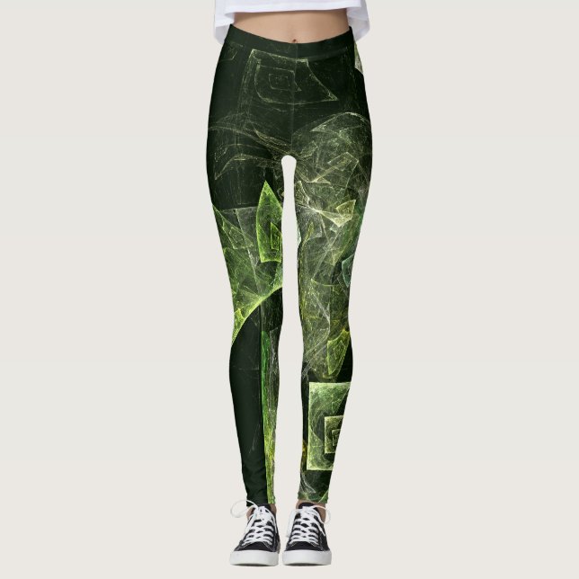 Twisted Balance Fractal Geometry Light Abstract Leggings (Front)