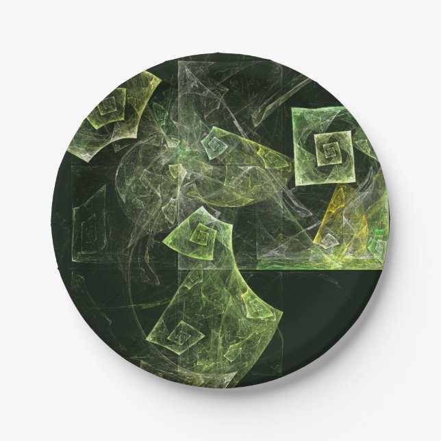 Twisted Balance Fractal Geometry Light Abstract Paper Plates (Front)