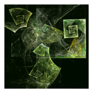 Twisted Balance Fractal Geometry Light Abstract Poster