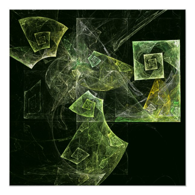 Twisted Balance Fractal Geometry Light Abstract Poster (Front)