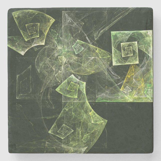 Twisted Balance Fractal Geometry Light Abstract Stone Coaster (Front)