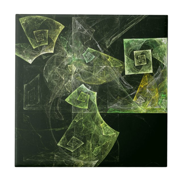 Twisted Balance Fractal Geometry Light Abstract Tile (Front)