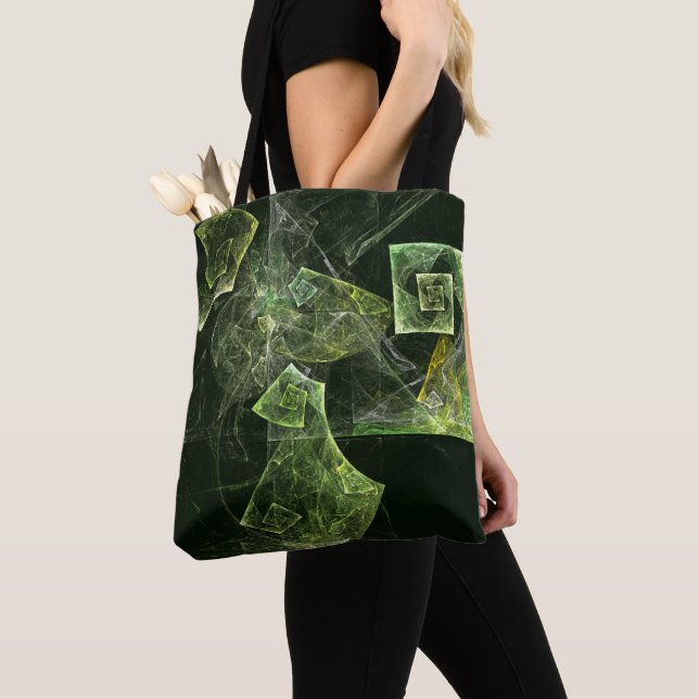 Twisted Balance Fractal Geometry Light Abstract Tote Bag (Close Up)