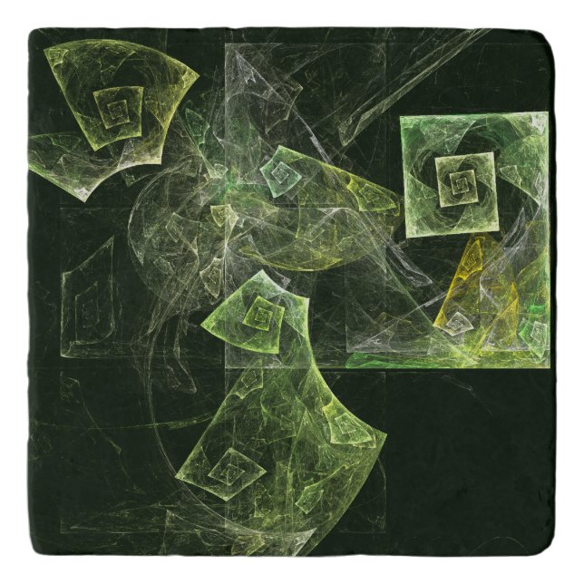 Twisted Balance Fractal Geometry Light Abstract Trivet (Front)