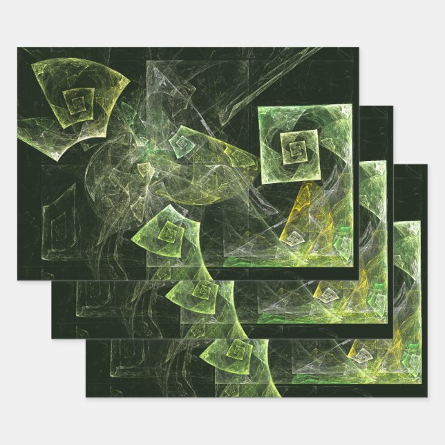 Twisted Balance Fractal Geometry Light Abstract Wrapping Paper Sheets (Set)