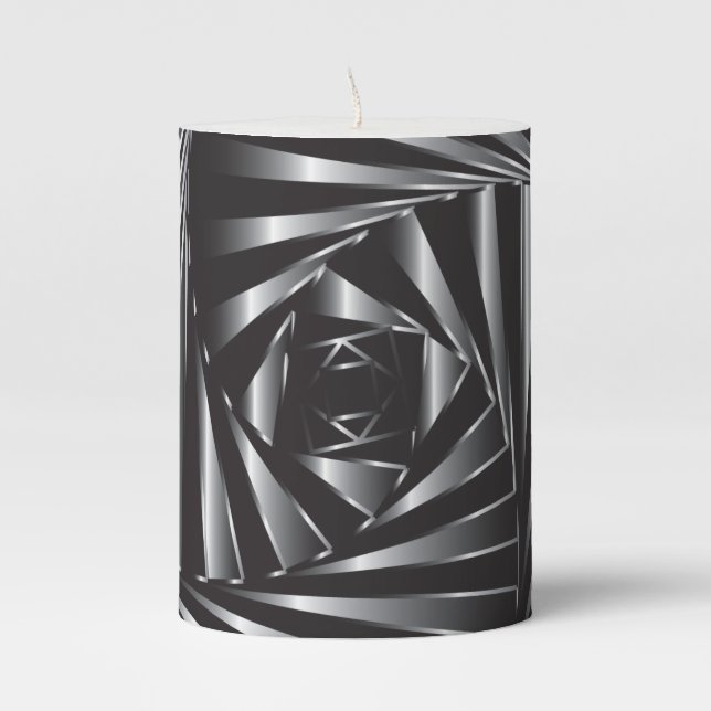 Twisted – Black Steel Pillar Candle (Front)