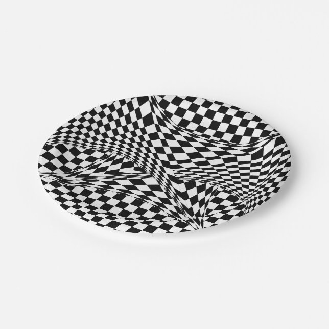 Twisted Checkers by Kenneth Yoncich Paper Plates (Angled)