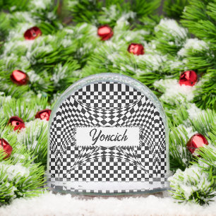 Twisted Checkers by Kenneth Yoncich Snow Globe