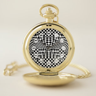 Twisted Checkers (Mayan Face) by Kenneth Yoncich Pocket Watch