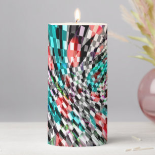 Twisted chess under red and blue color, panorama pillar candle