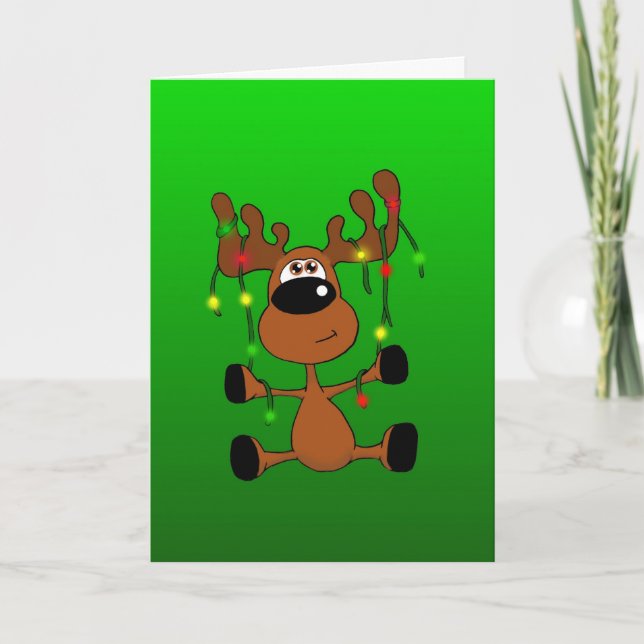 Twisted Christmas Moose Holiday Card (Front)