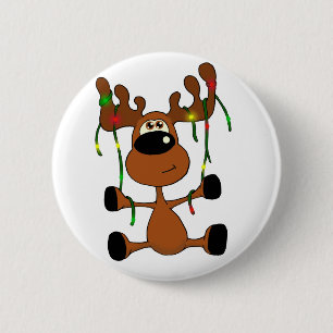 Twisted Christmas Moose Pinback Button