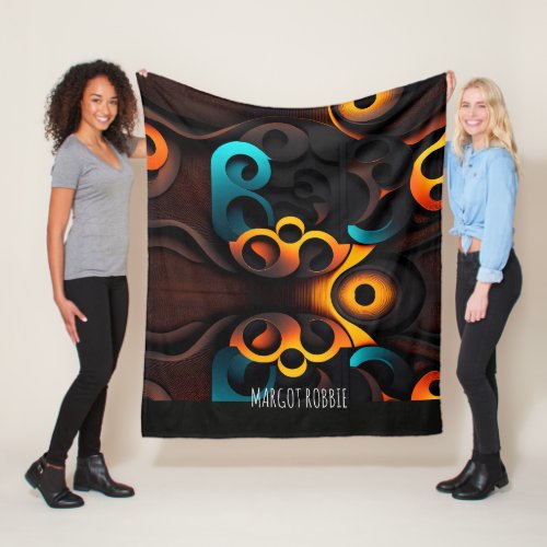 Twisted circles Blue Abstract Geometric Pattern Fleece Blanket