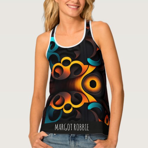Twisted circles Blue Abstract Geometric Pattern Tank Top