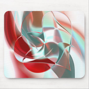 Twisted circular pieces in flashy red to coral th mouse pad