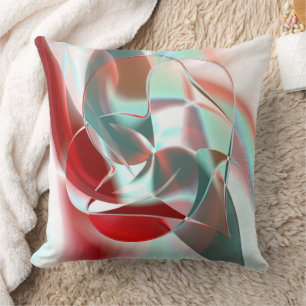 Twisted circular pieces in flashy red to coral throw pillow