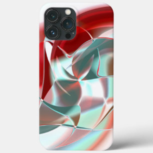 Twisted circular pieces in soft red coral to gray iPhone 13 pro max case