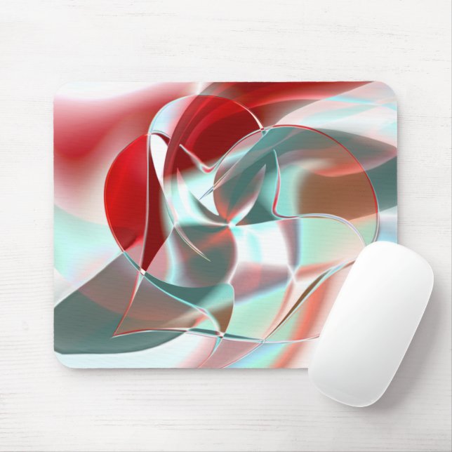 Twisted circular pieces in soft red coral to gray  mouse pad (With Mouse)