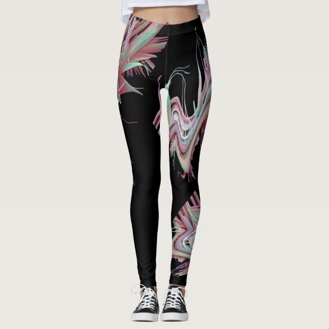 TWISTED COFFEE ( altered microscopic coffee image) Leggings (Front)