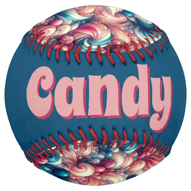 Twisted Cotton Candy (personalize) Softball (Back)