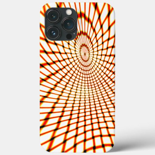 Twisted crossed orange lines forming sunken circle iPhone 13 pro max case