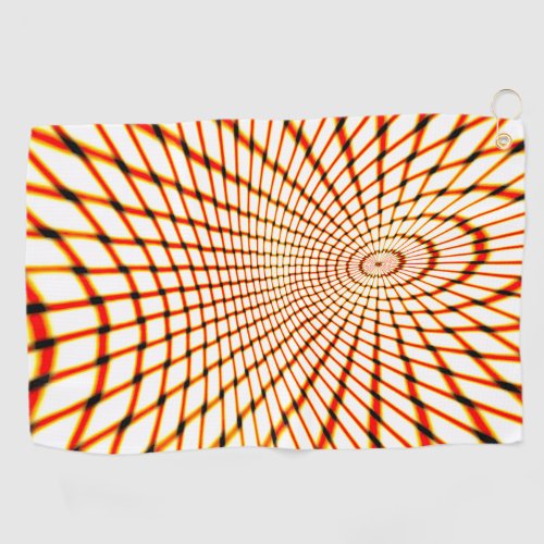 Twisted crossed orange lines forming sunken circle golf towel