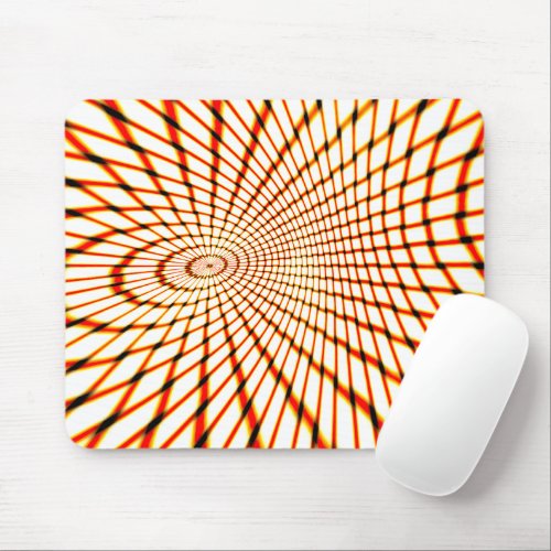 Twisted crossed orange lines forming sunken circle mouse pad